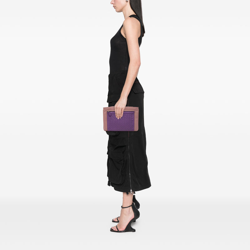 Bicolor Nappa Intrecciato Wristlet Clutch - Image 7