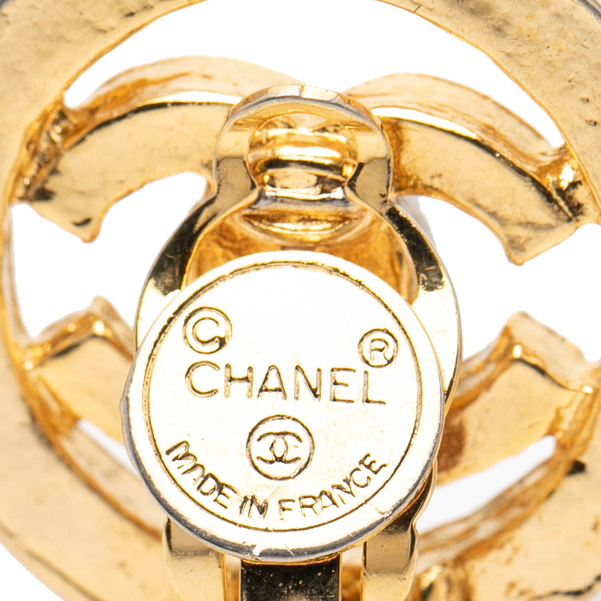 CC Gold Plated Rhinestone Round Clip On Earrings - Image 3