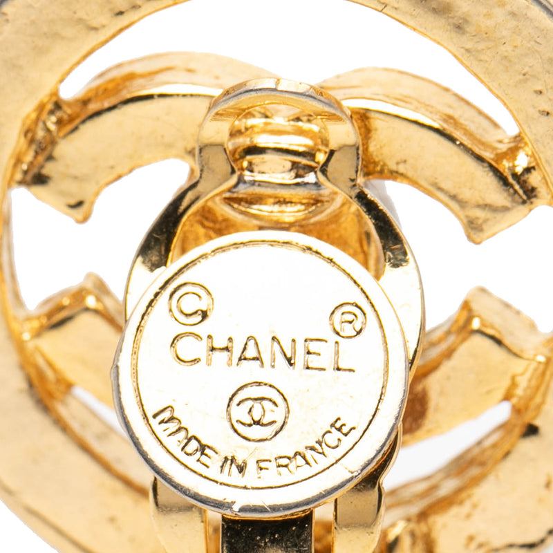 CC Gold Plated Rhinestone Round Clip On Earrings - Image 3