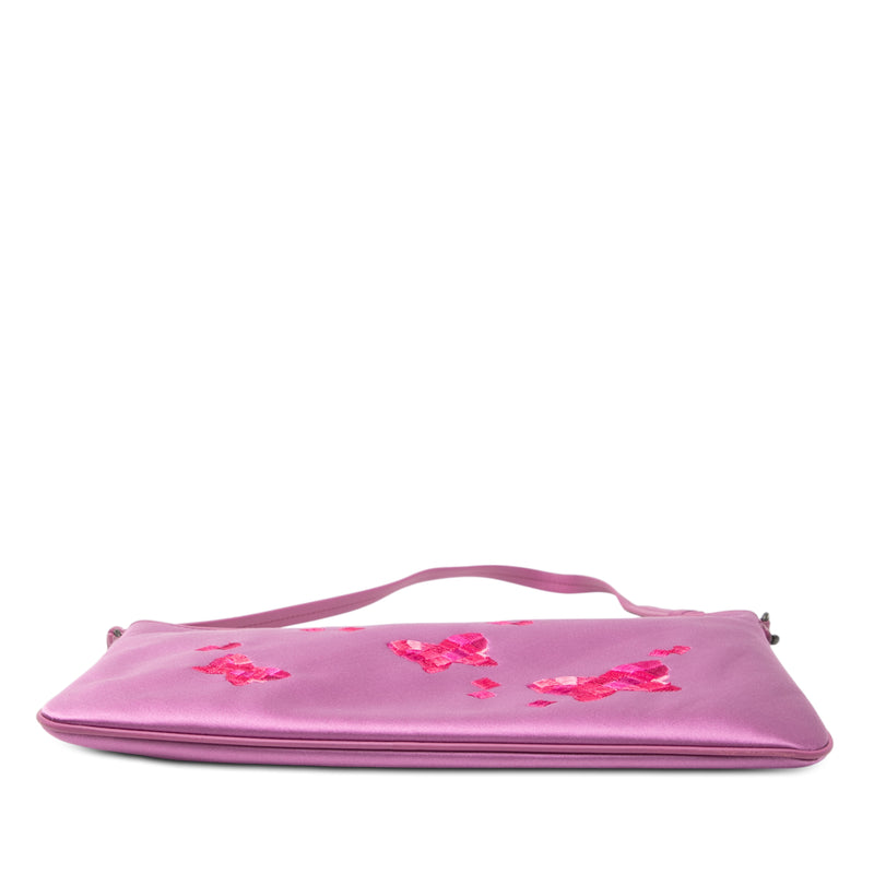 Satin Embroidered Butterflies Shoulder Bag - Image 3