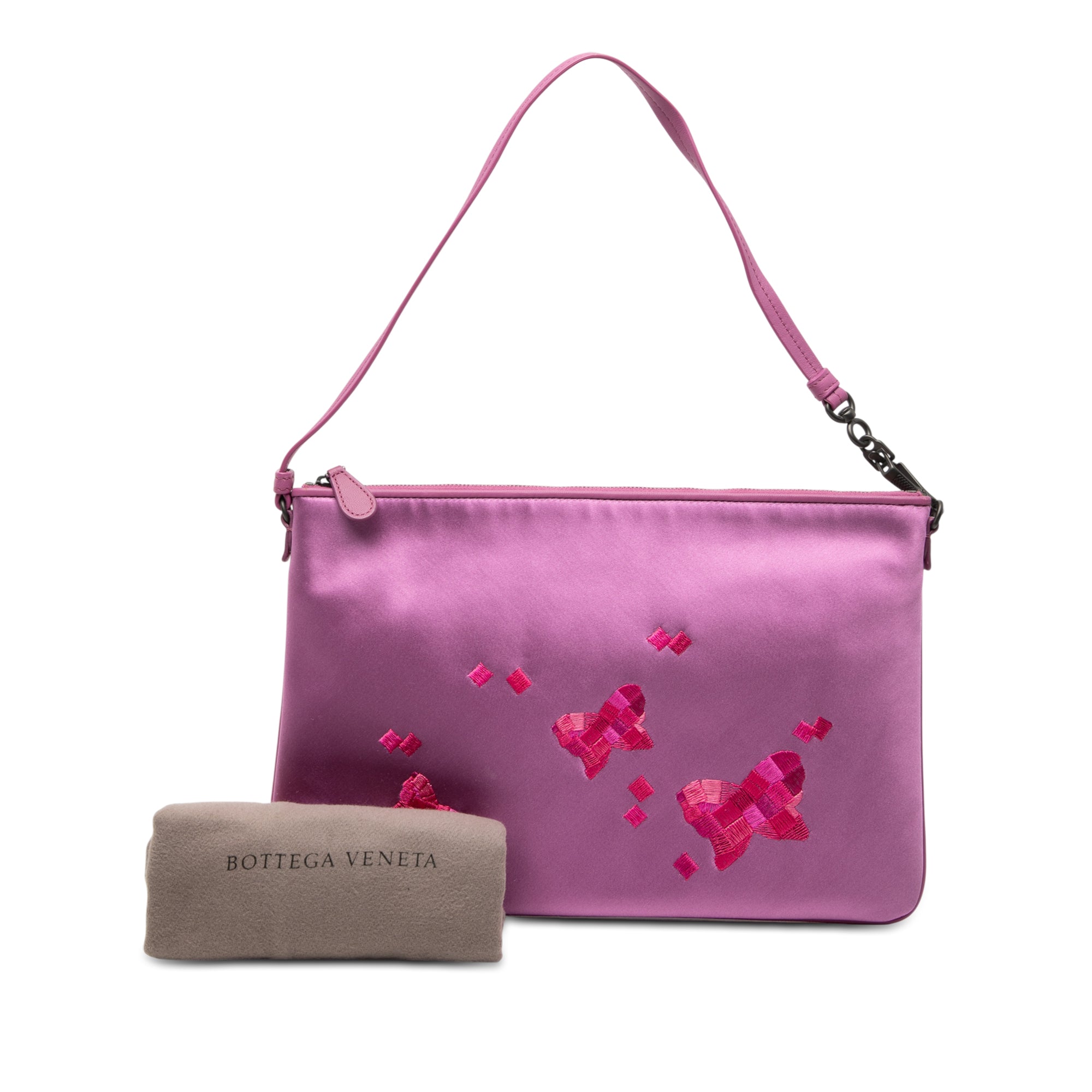 Satin Embroidered Butterflies Shoulder Bag - Image 8