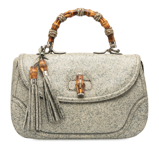 Large Speckled Leather New Bamboo Top Handle Bag - Image 1