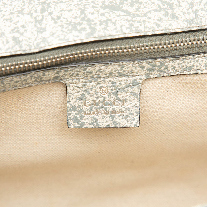 Large Speckled Leather New Bamboo Top Handle Bag - Image 5