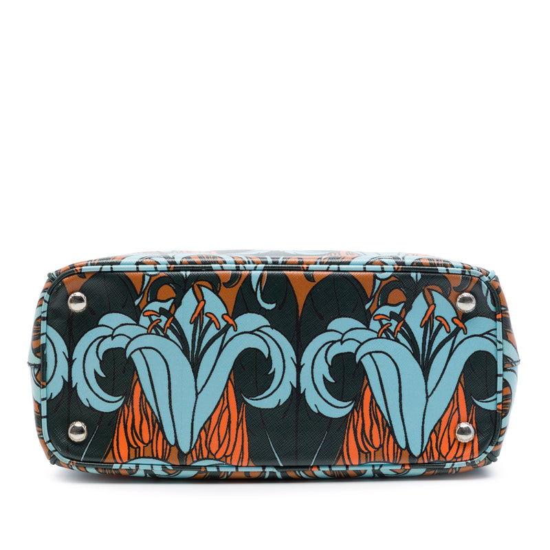 Small Saffiano Lux Galleria Lily Print Double Zip Satchel - Image 3