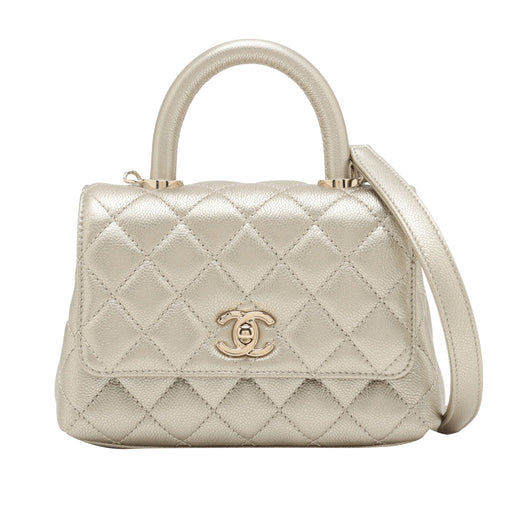 Mini Quilted Caviar Coco Top Handle Bag - Image 1