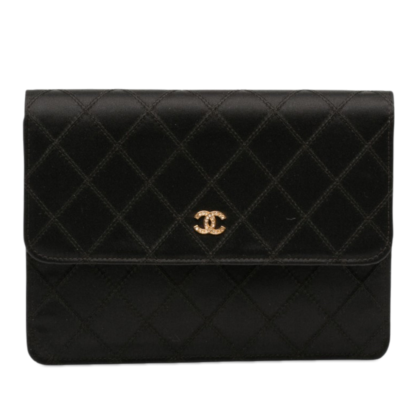 CC Satin Diamond Stitch Clutch - Image 1