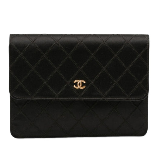CC Satin Diamond Stitch Clutch - Image 1