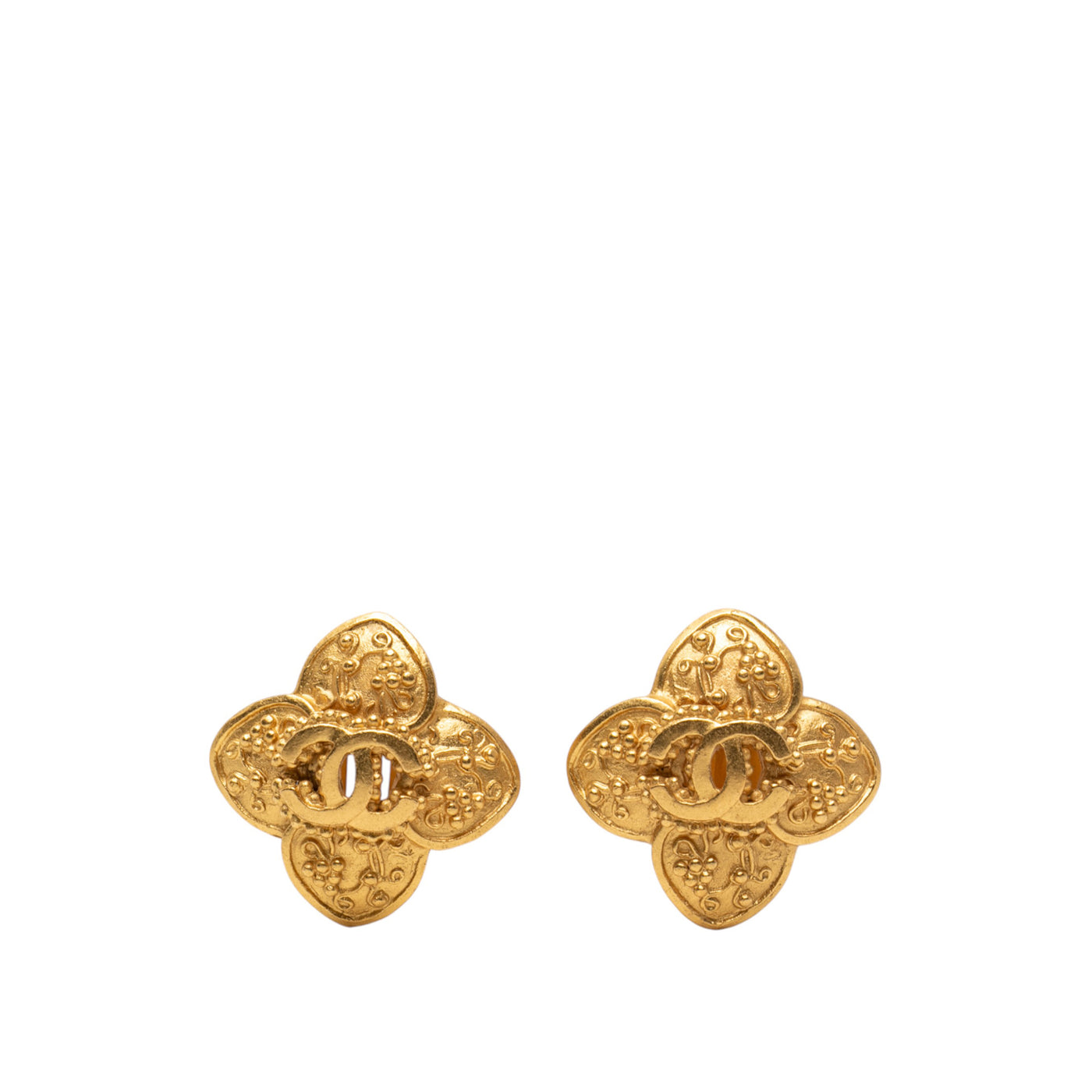 CC Gold Plated Clover Clip On Earrings - Image 1