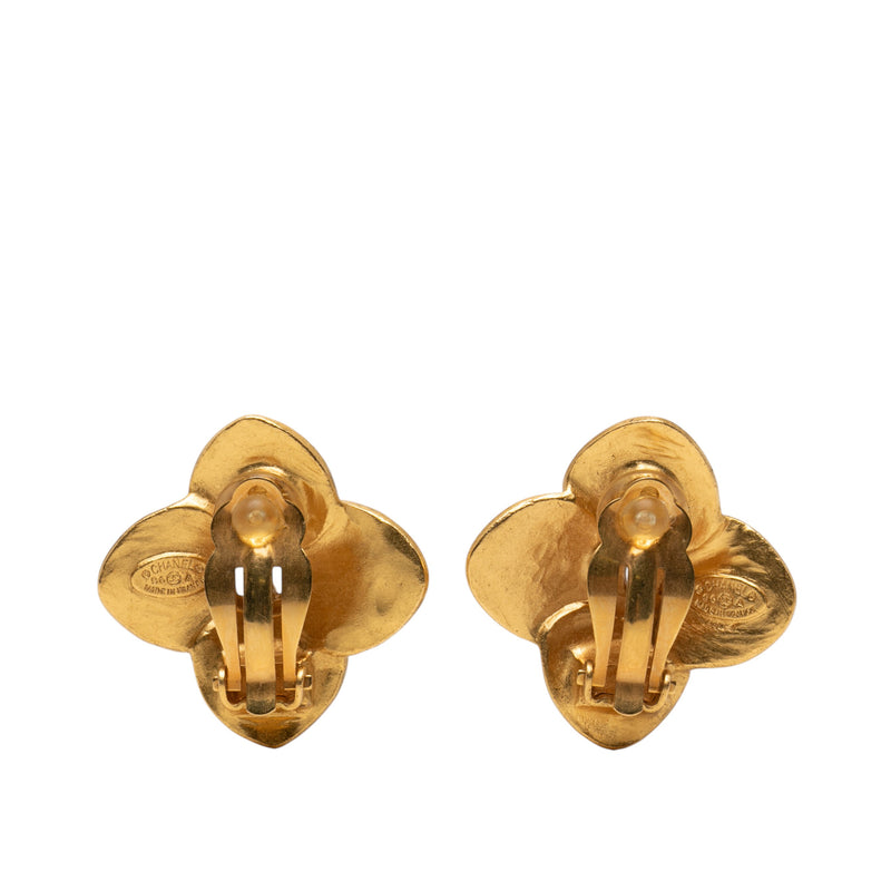 CC Gold Plated Clover Clip On Earrings - Image 2