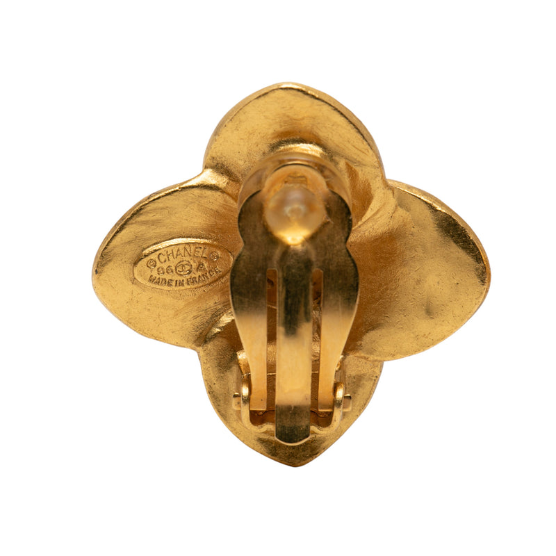 CC Gold Plated Clover Clip On Earrings - Image 3