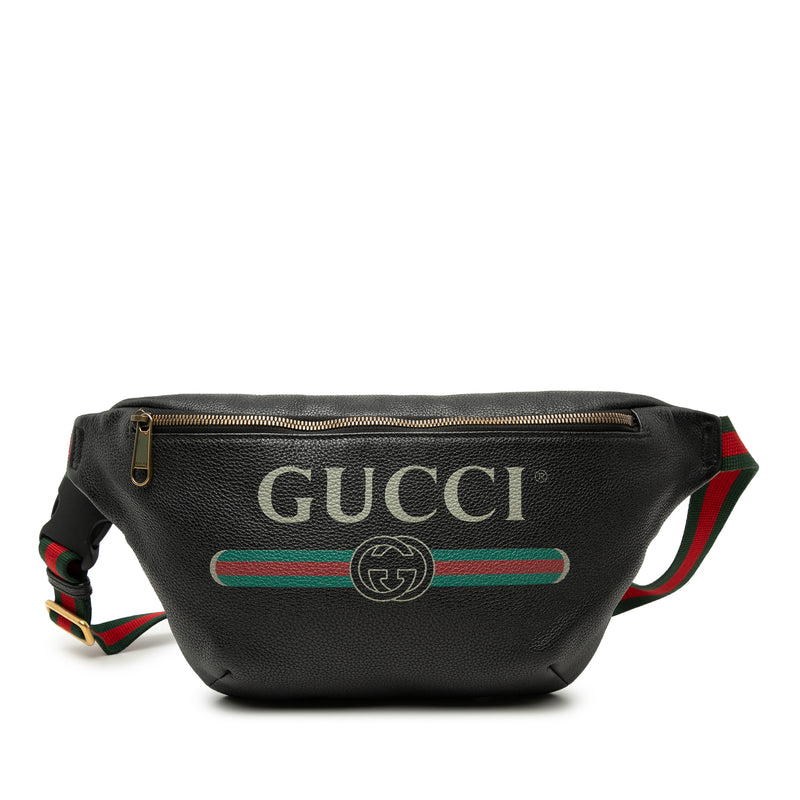 Grained Calfskin Web Logo Belt Bag