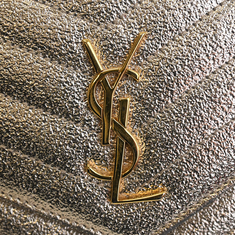 Metallic Crackled Chevron Calfskin Monogram Envelope Chain Wallet - Image 7