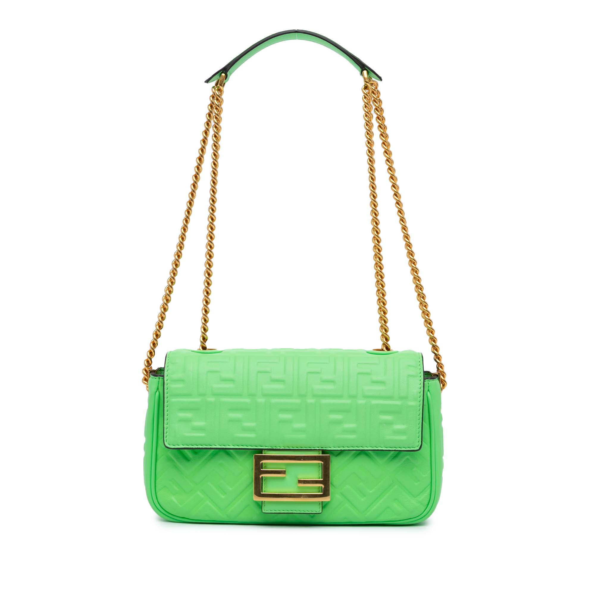 Zucca Embossed Leather Chain Midi Baguette - Image 1