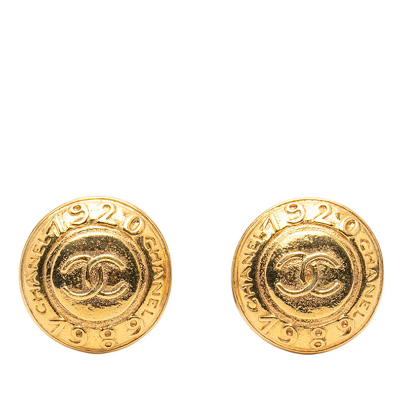 CC Gold Plated Round Clip On Earrings