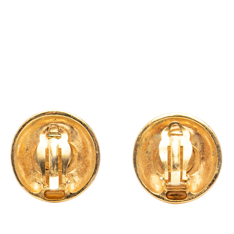 CC Gold Plated Round Clip On Earrings - Image 2