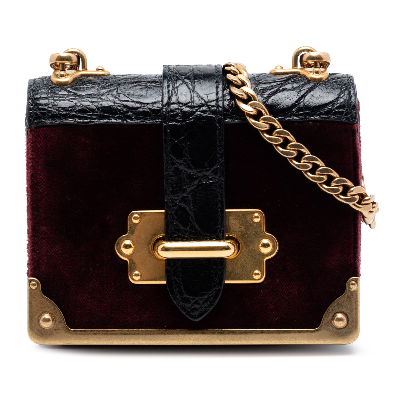 Micro Croc Embossed Leather Trimmed Velluto Cahier Crossbody - Image 1