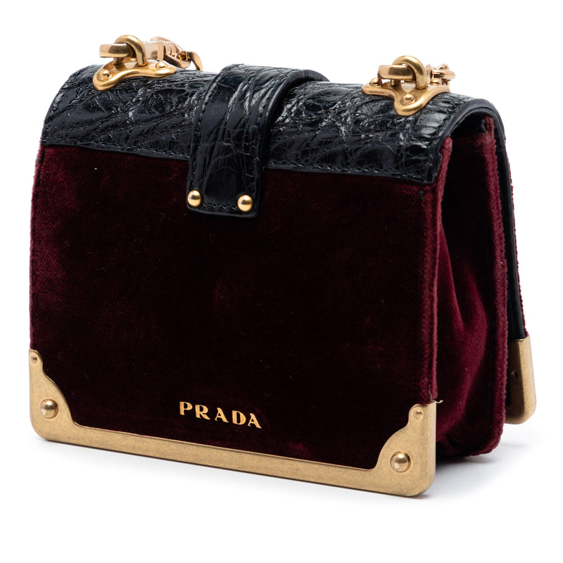 Micro Croc Embossed Leather Trimmed Velluto Cahier Crossbody - Image 2
