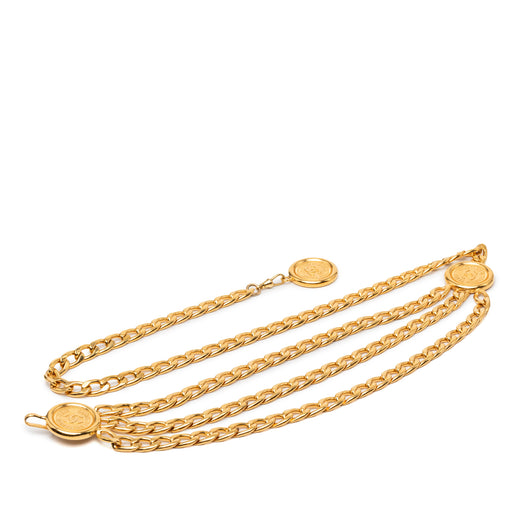 Gold Plated CC Medallion Triple Chain Belt - Image 1