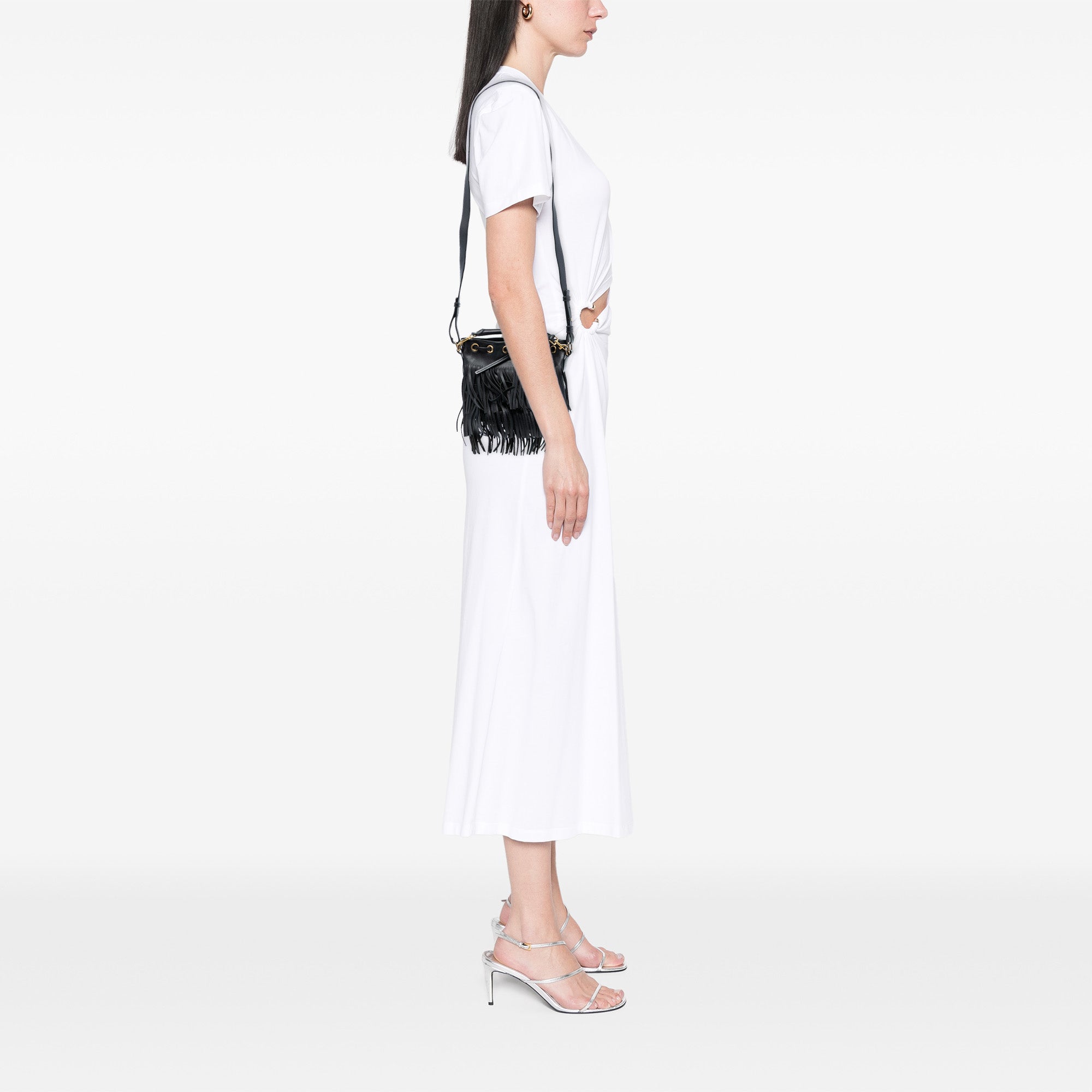 Small Calfskin Emmanuelle Fringe Bucket Bag - Image 7