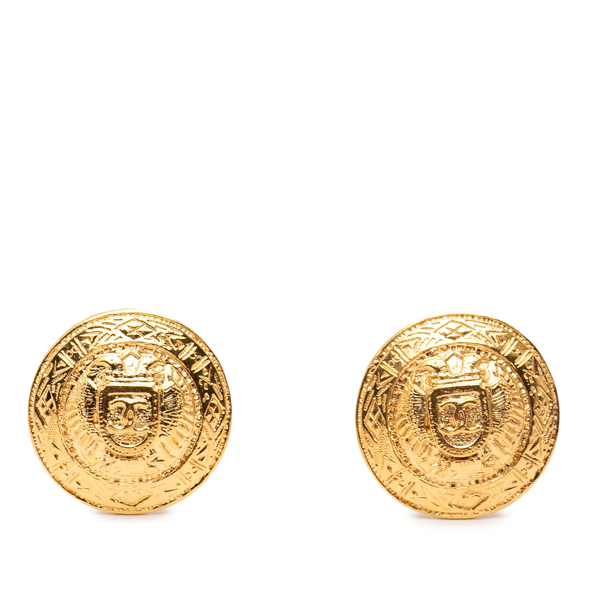 CC Gold Plated Round Clip On Earrings - Image 1