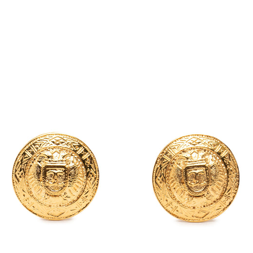 CC Gold Plated Round Clip On Earrings - Image 1