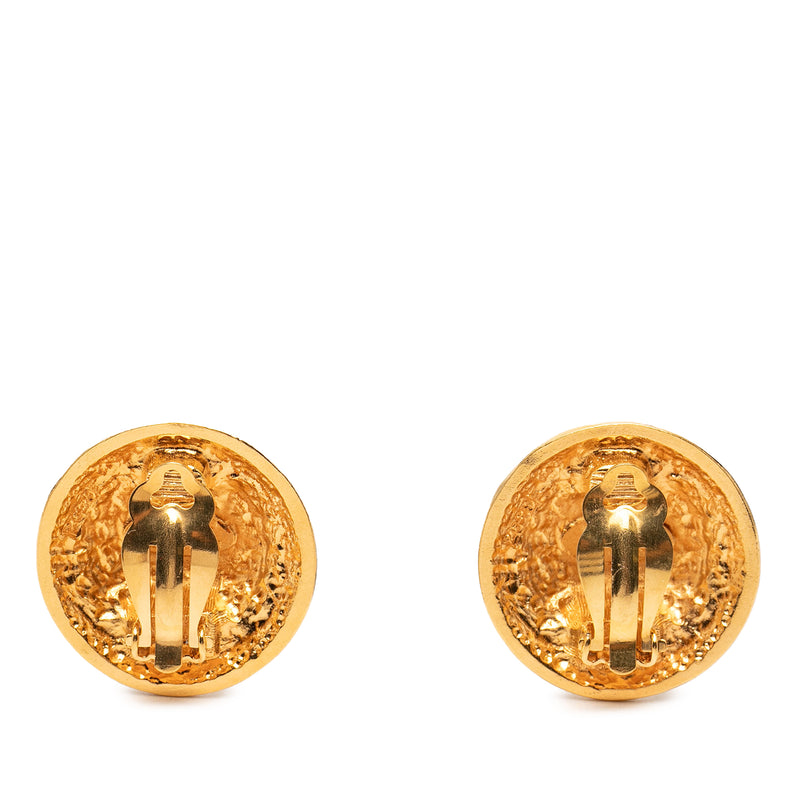 CC Gold Plated Round Clip On Earrings - Image 2
