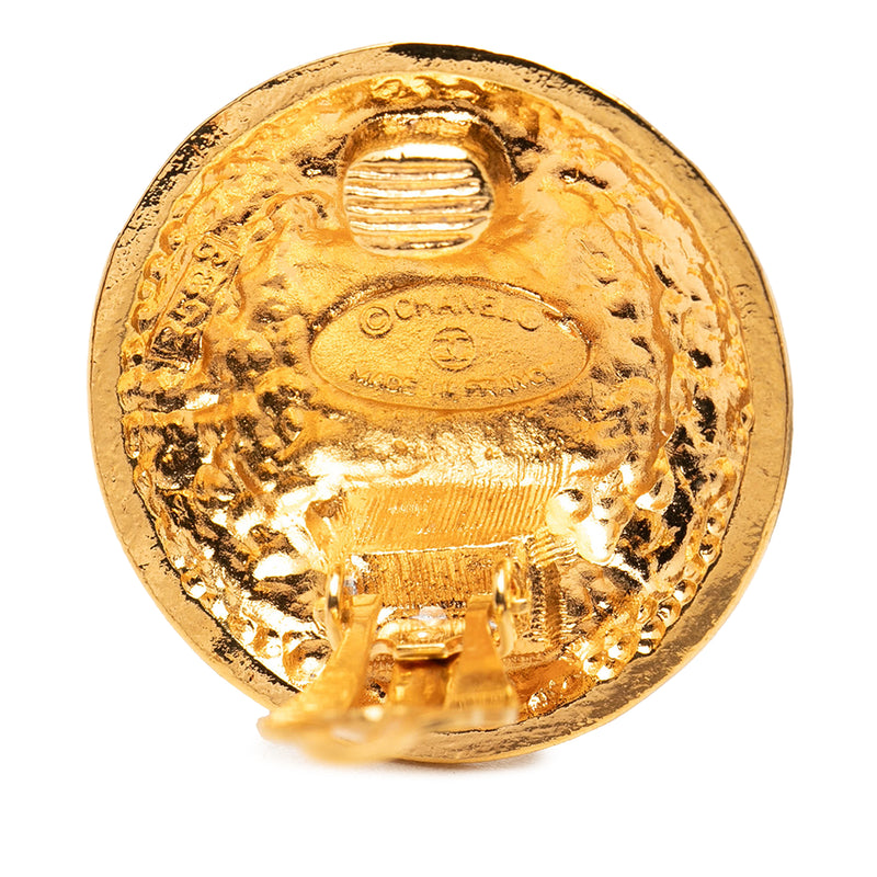 CC Gold Plated Round Clip On Earrings - Image 3