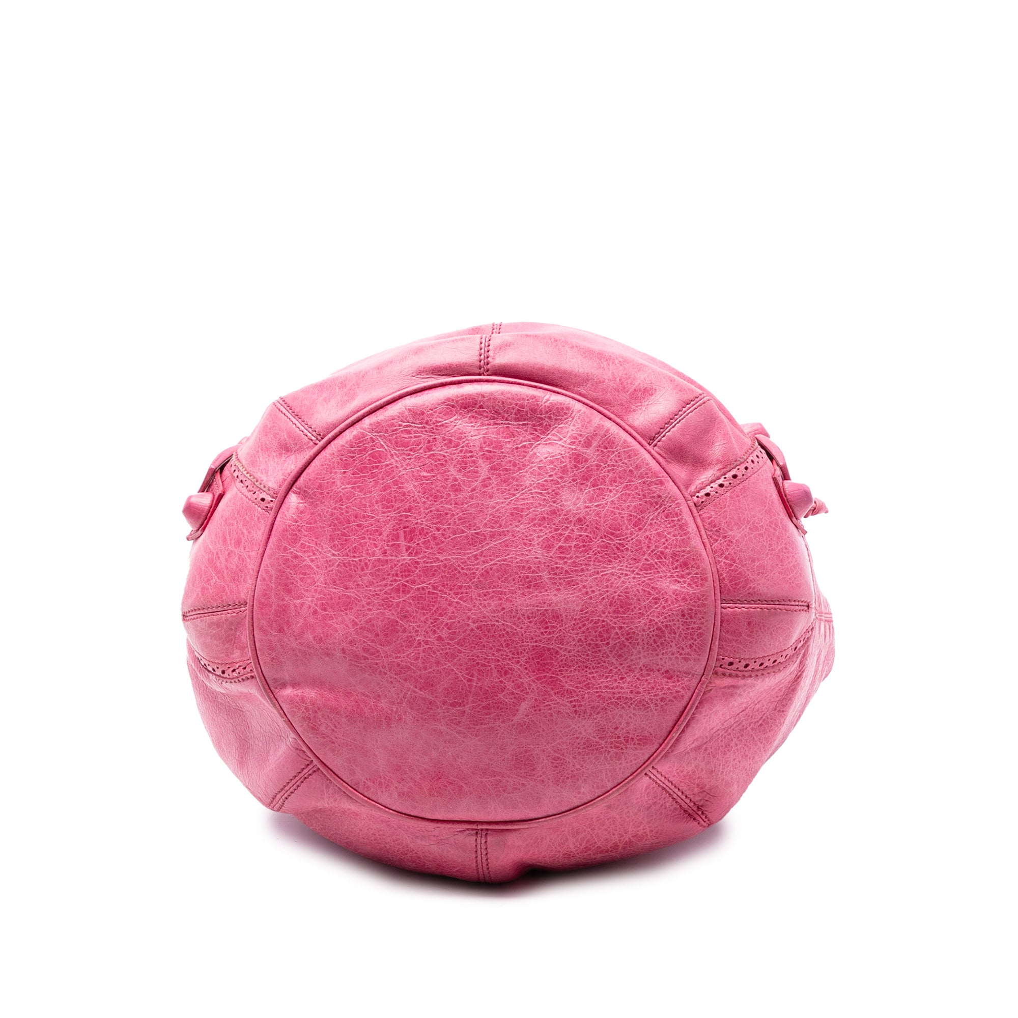 Lambskin Motocross Giant Brogues Pompon Bucket Bag - Image 3