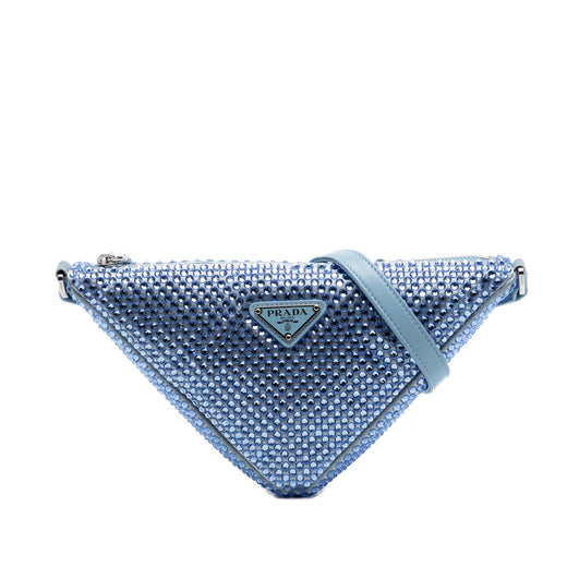 Satin Crystal Embellished Triangle Shoulder Bag - Image 1