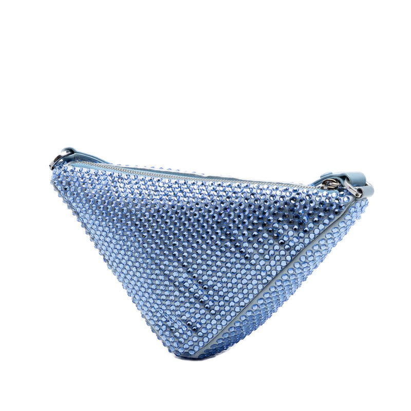 Satin Crystal Embellished Triangle Shoulder Bag - Image 2