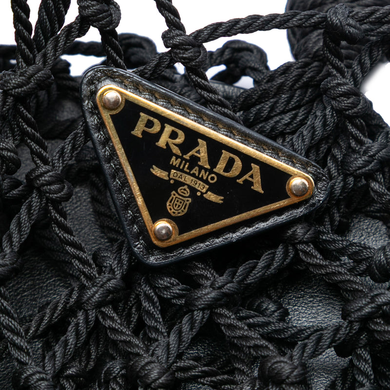 Mesh and Leather Bucket Bag - Image 5