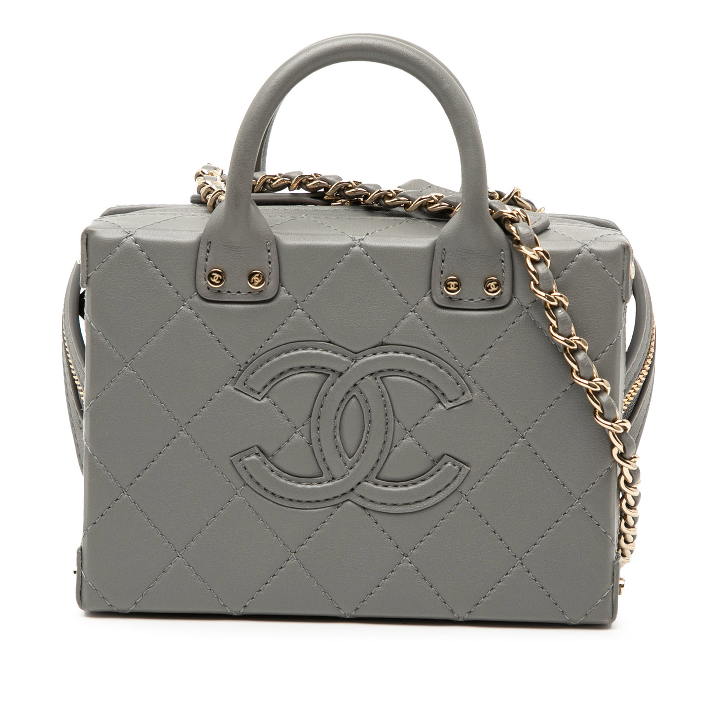 Small CC Quilted Calfskin Top Handle Convertible Vanity Case - Image 1
