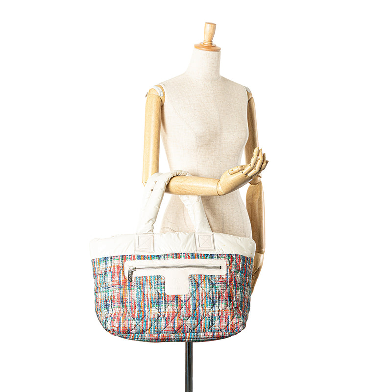 Nylon Tweed Printed Coco Cocoon Tote - Image 12