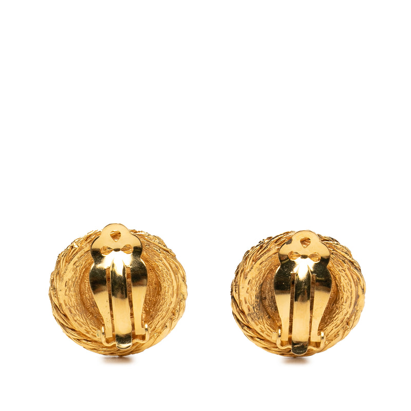 Gold Plated Strass Lion Head Clip On Earrings - Image 2