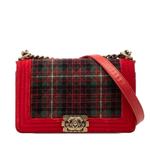 Old Medium Quilted Tweed and Velvet Boy Flap - Image 1