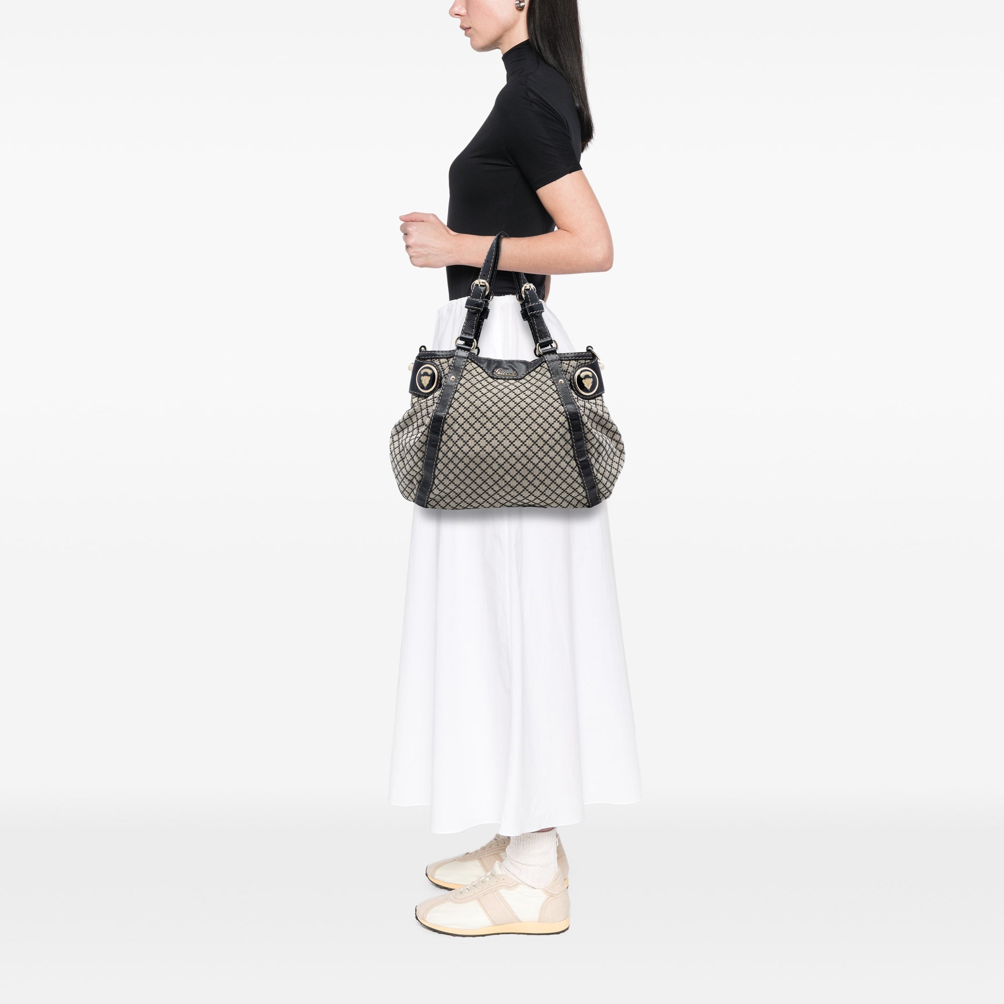 Diamante Canvas Crest Satchel - Image 7