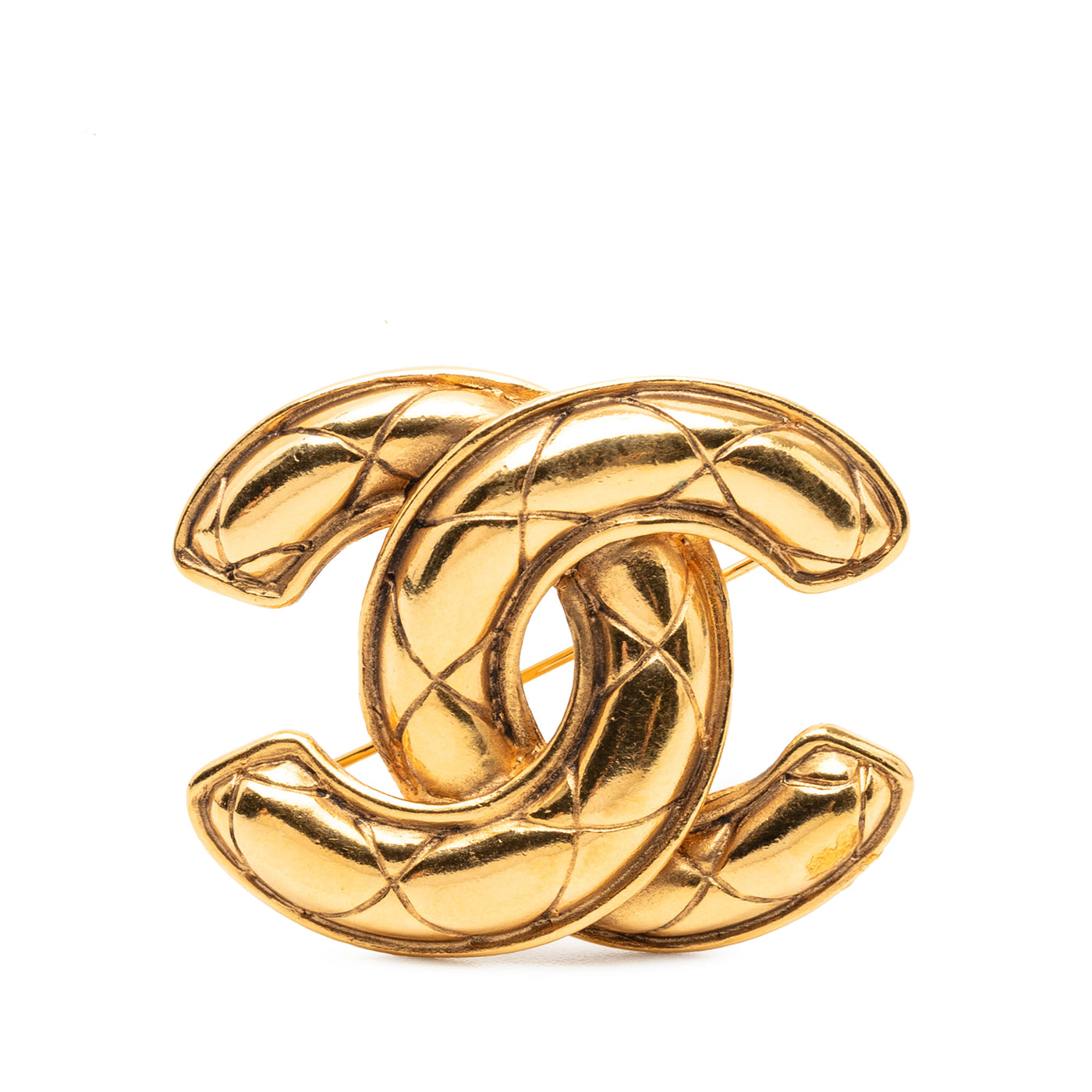 CC Gold Plated Quilted Brooch - Image 1