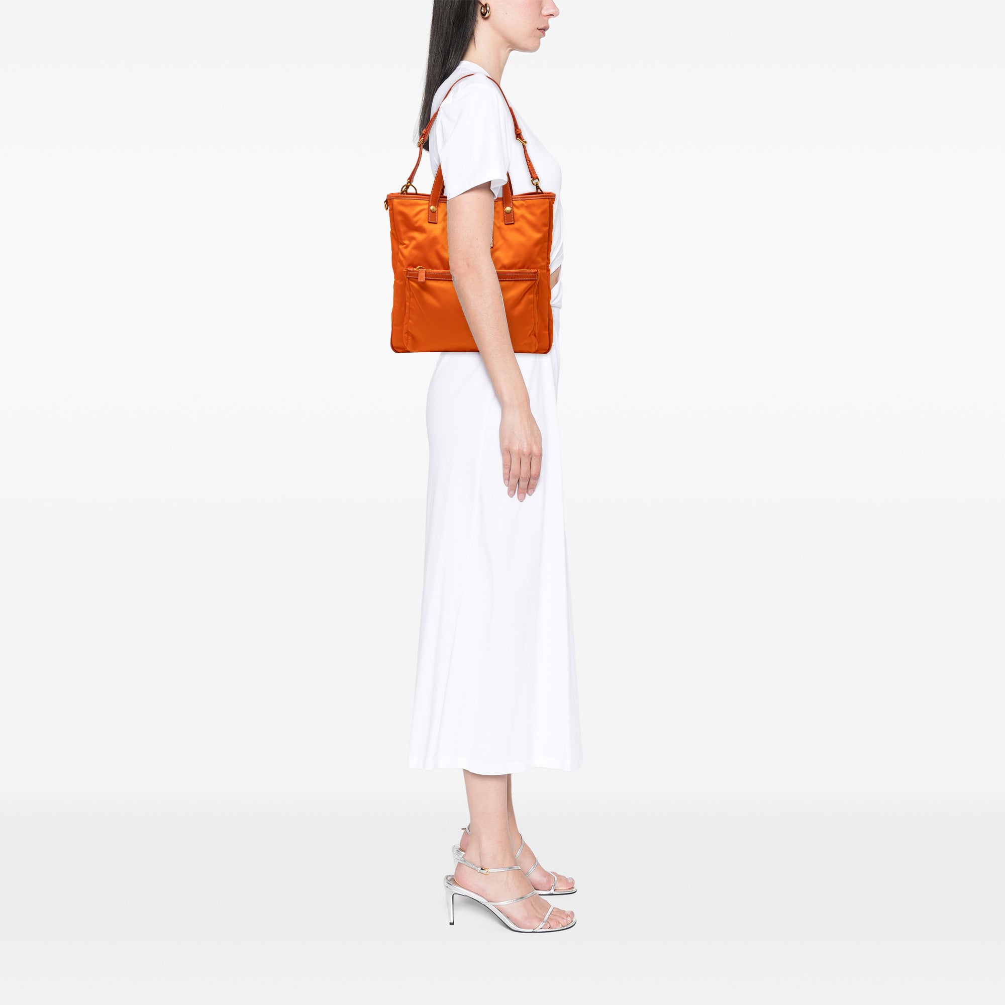 Saffiano Trimmed Tessuto Logo Oro Satchel - Image 8
