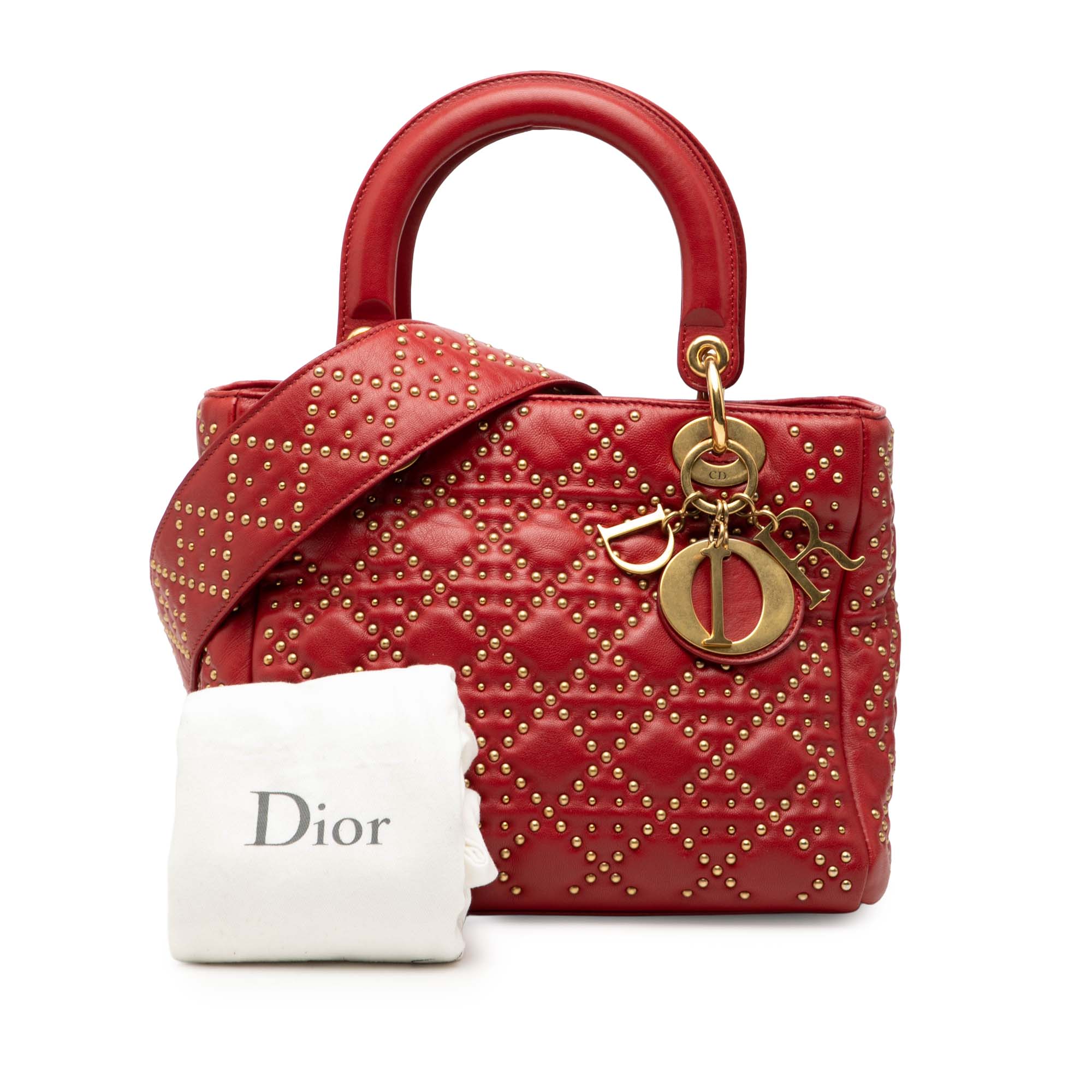 Medium Lambskin Cannage Studded Supple Lady Dior - Image 8