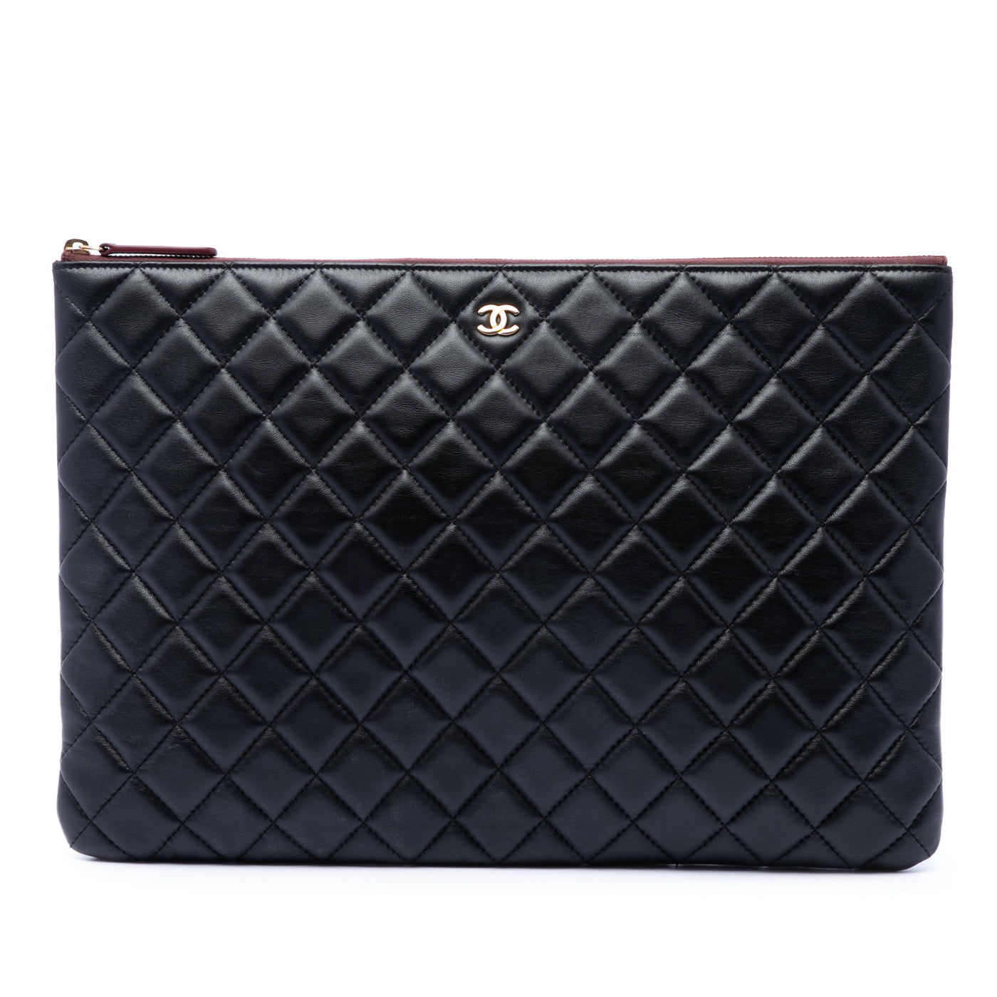 Large Quilted Lambskin O Case Clutch - Image 1