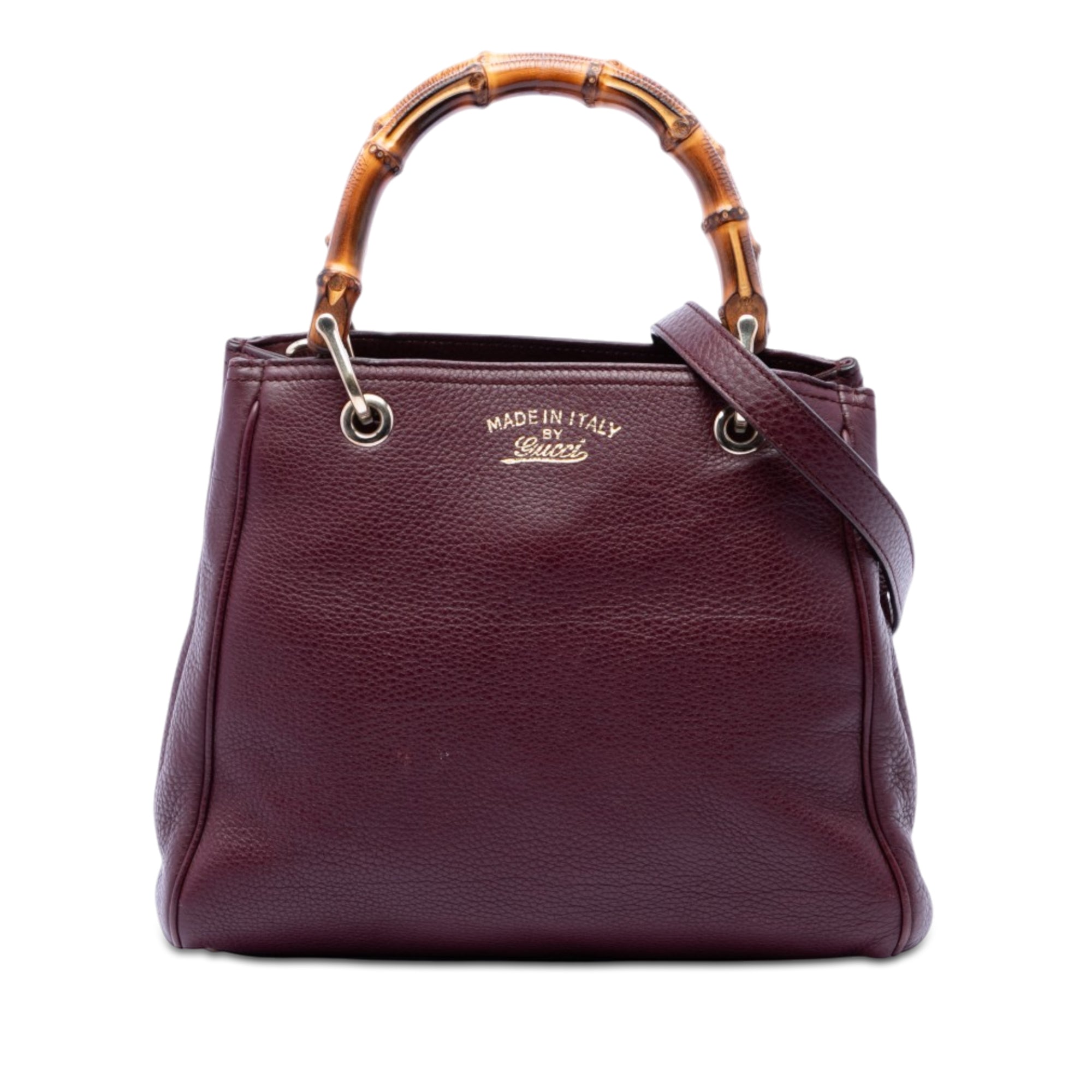Small Calfskin Bamboo Shopper Satchel - Image 1