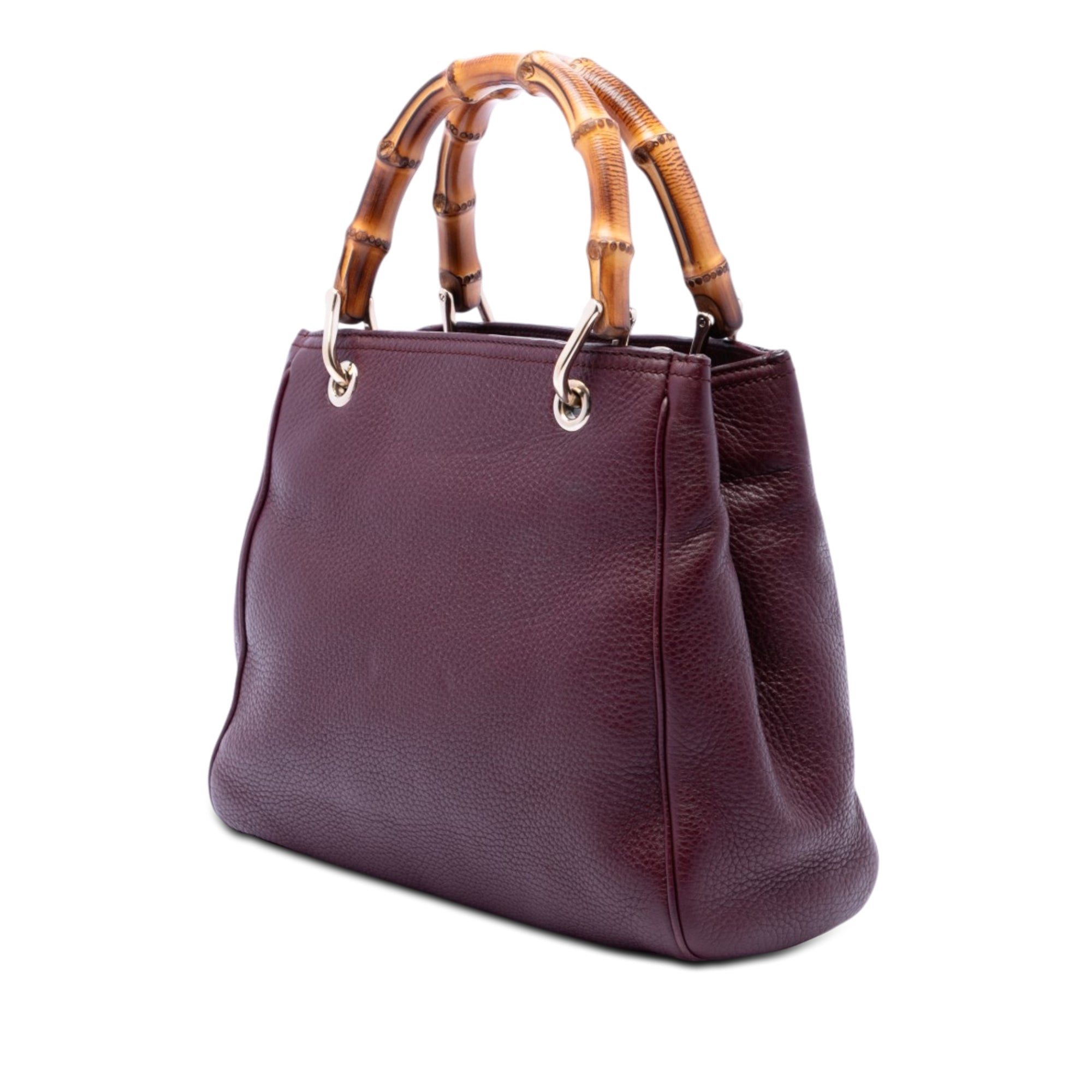 Small Calfskin Bamboo Shopper Satchel - Image 2
