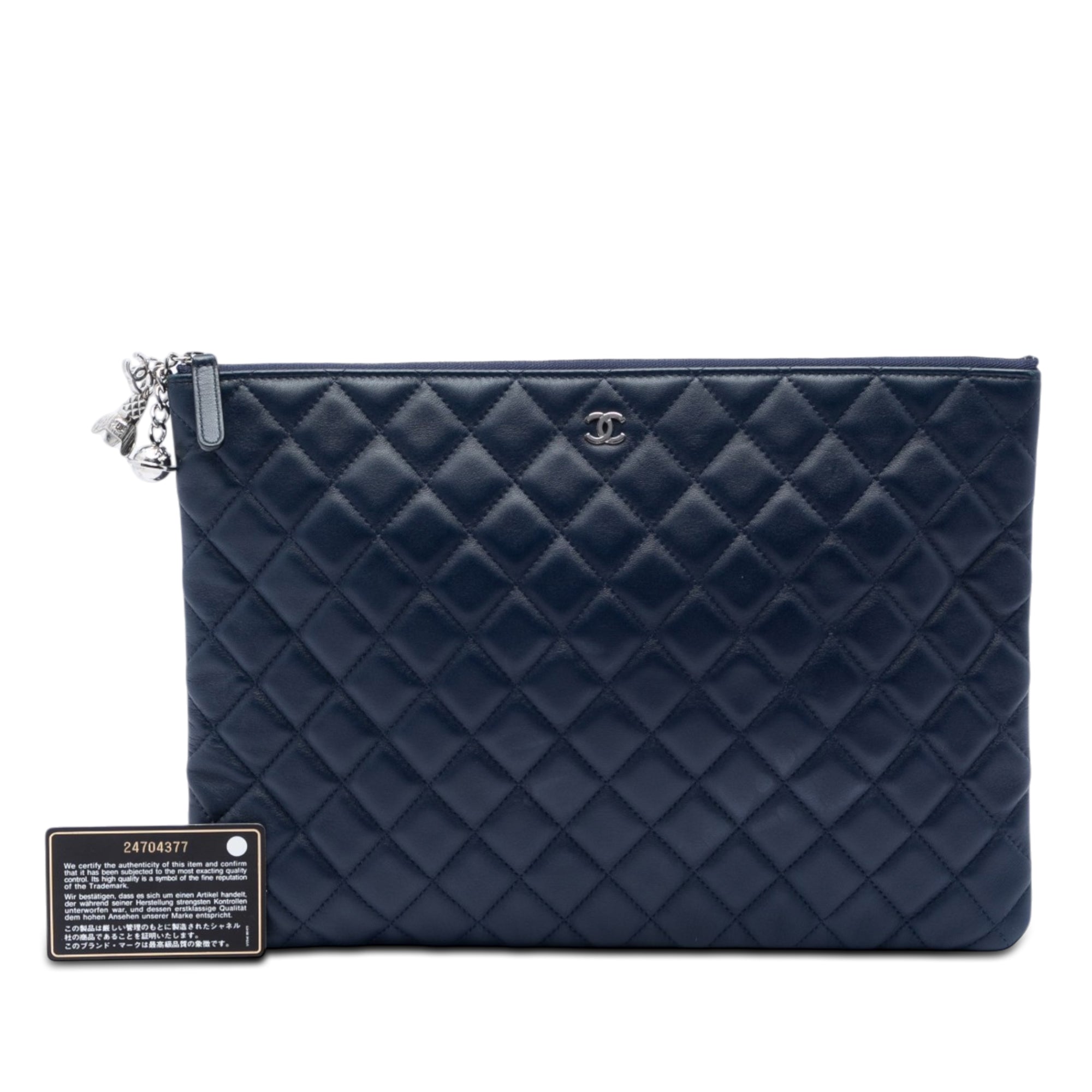 Large Quilted Lambskin Cosmo Charm O Case Clutch - Image 6