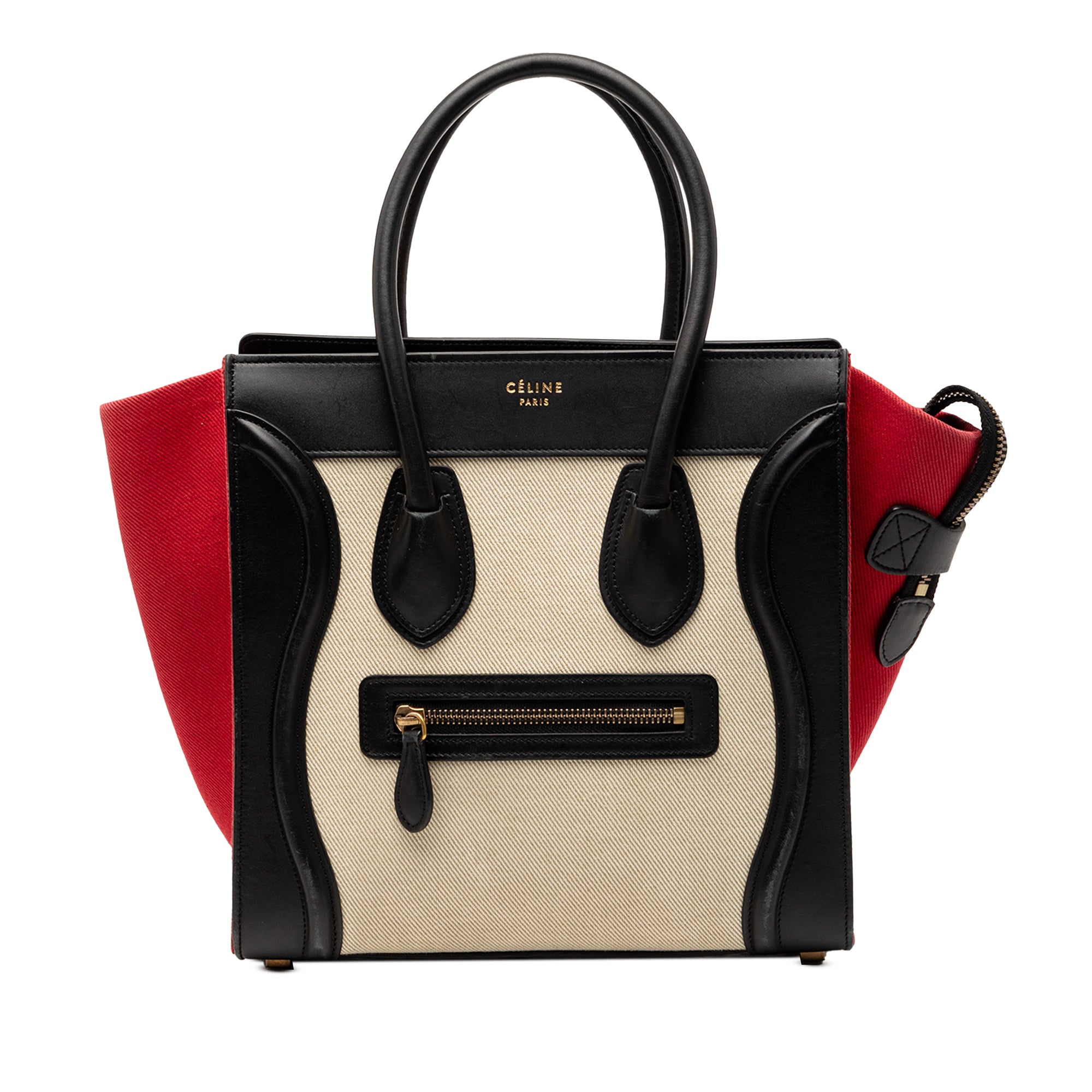 Micro Tricolor Canvas and Leather Luggage Tote - Image 1