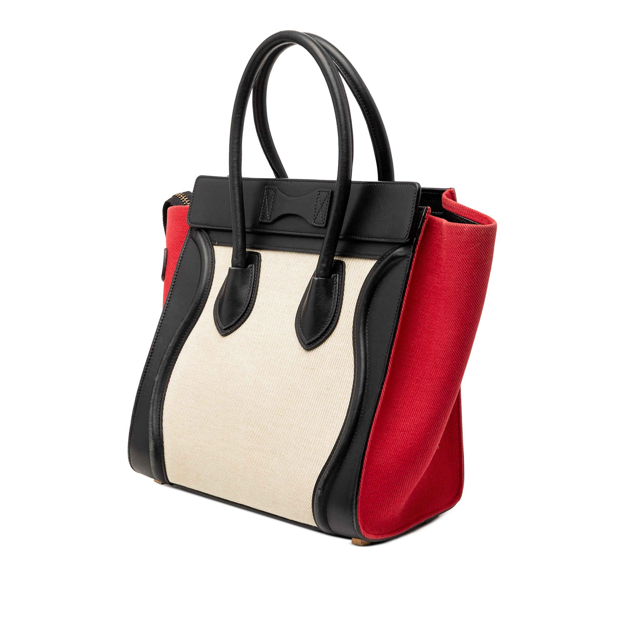 Micro Tricolor Canvas and Leather Luggage Tote - Image 2