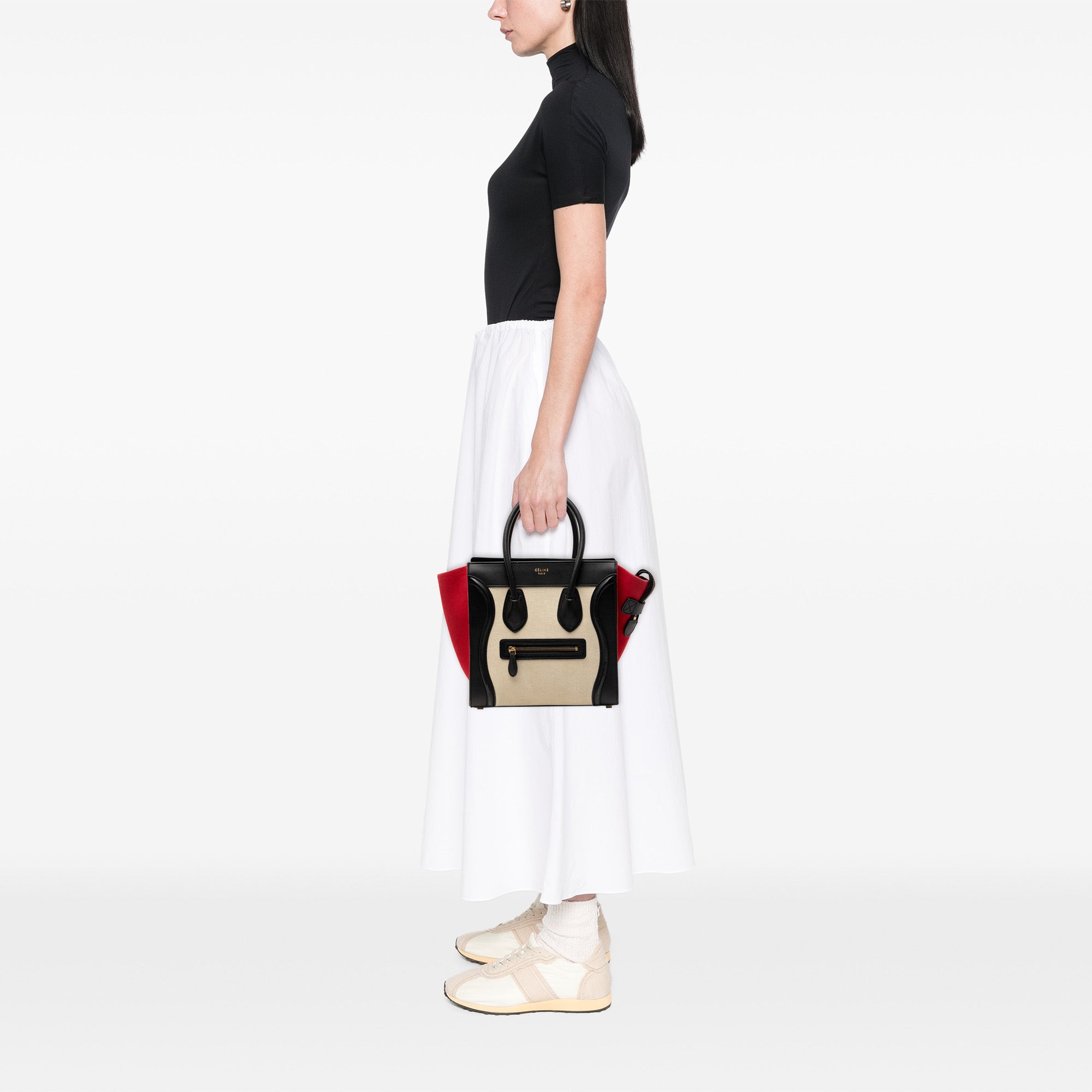 Micro Tricolor Canvas and Leather Luggage Tote - Image 7