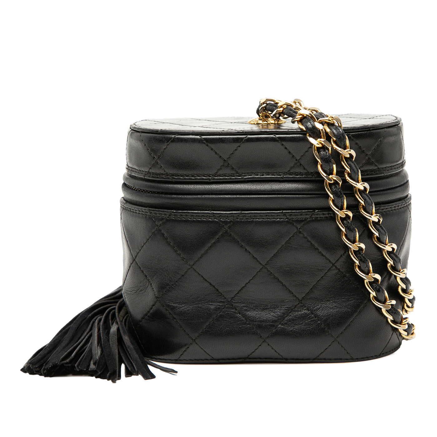 Quilted Lambskin Tassel Vanity Case with Chain - Image 1