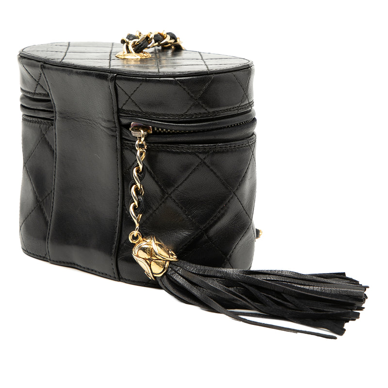 Quilted Lambskin Tassel Vanity Case with Chain - Image 2