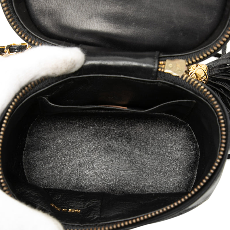 Quilted Lambskin Tassel Vanity Case with Chain - Image 4