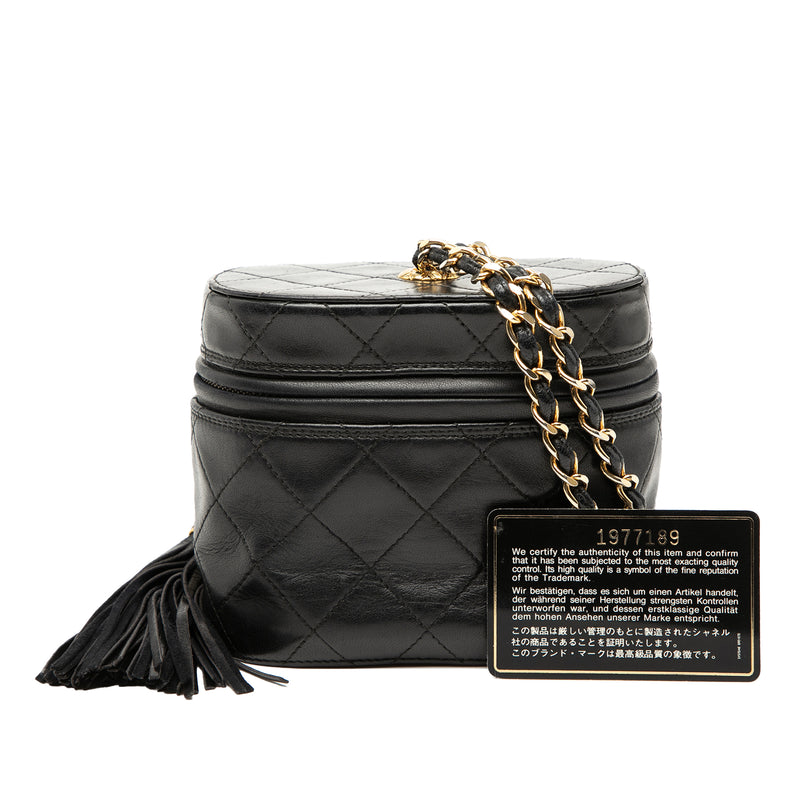 Quilted Lambskin Tassel Vanity Case with Chain - Image 8